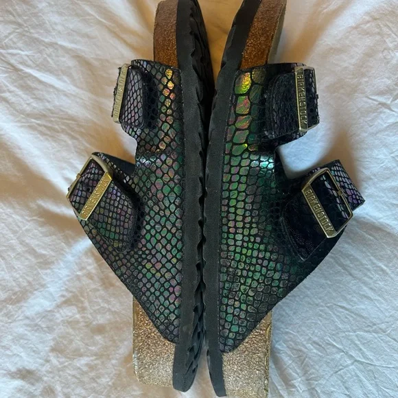 💜 Birkenstock Arizona size 40 Metallic Snake Print 💫 - Picture 5 of 12